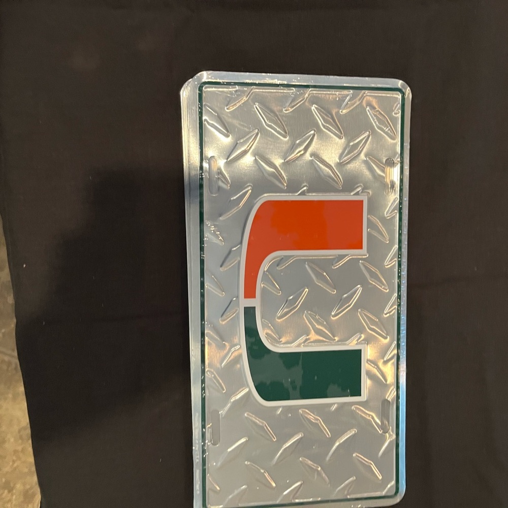 Miami Hurricane Metal License plate tag